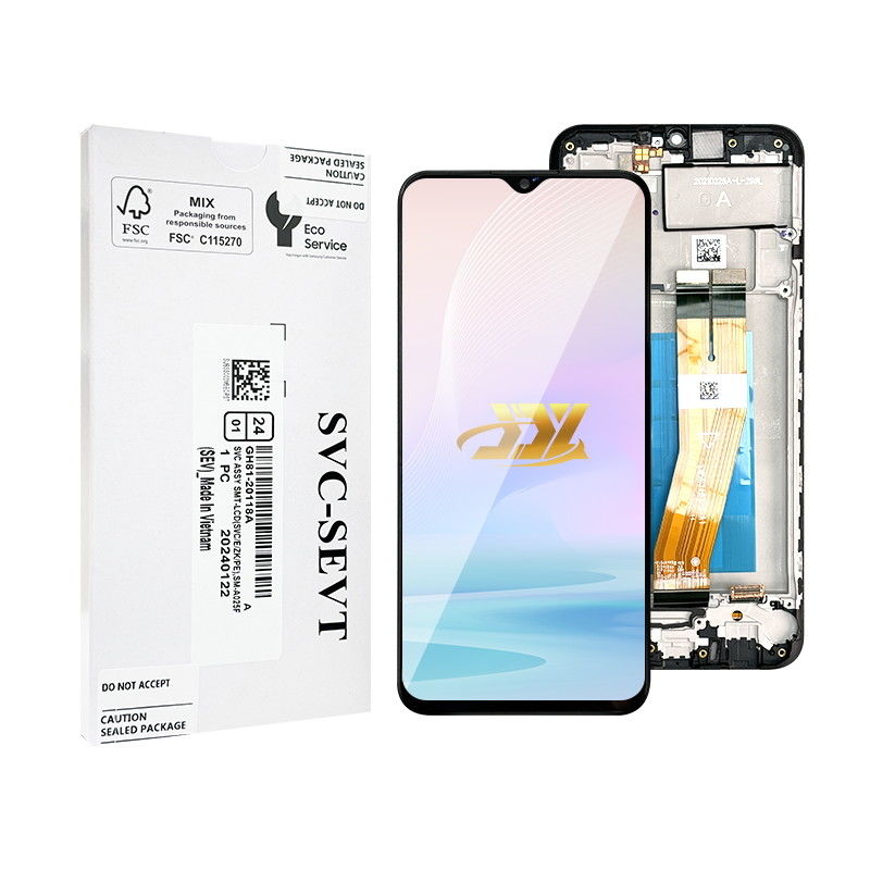 100% testado QC A02S LCD de substituição Anti-estática Saco Pack Negro Mobile LCD Display