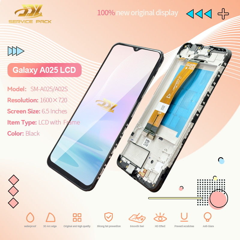 100% testado QC A02S LCD de substituição Anti-estática Saco Pack Negro Mobile LCD Display